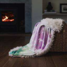 Unicorn Heart Baby Blanket, Crib Bedding, Faux Fur Trendy Pink Green Ombre Minky Blanket - thumbnail 3