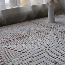"Handmade Crochet Cotton Table Runner Christmas Home Decor - 21.65""x33.46" - thumbnail 2