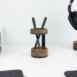 Wood Pen Holder, Organizer, Pencil Minimal Stand, Home Office Gift - Made in Canada Modern Cup - thumbnail 3