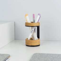 Wood Pen Holder, Organizer, Pencil Minimal Stand, Home Office Gift - Made in Canada Modern Cup - thumbnail 2