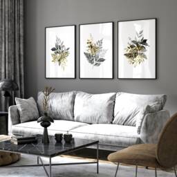Home Decor Wall Art, Botanical Floral Set Of 3 Posters, Minimalist Farmhouse Hangings, Apartment Gallery Living Room Art - thumbnail 1