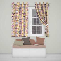 Kawaii Kitchen Appliances Mixer Toaster Blender Yellow Background Seamless Pattern Readymade Eyelet Ring Top Thermal 100% Blackout Curtains - thumbnail 1
