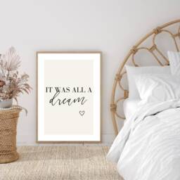 Bedroom Print, It Was All A Dream, Decor, Wall Art, Quote Poster, Home Typography, Text Prints, Minimalist - thumbnail 2