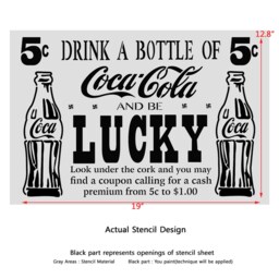 Drink A Bottle Of Coca-Cola & Be Lucky Stencils For Signs Diy Wall Decor - thumbnail 2