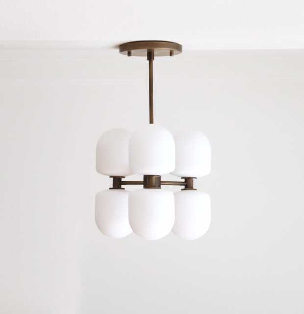 Brass Chandelier, Modern Sputnik Mid-Century Lm2, Ul Listed, No.0351 - image 1