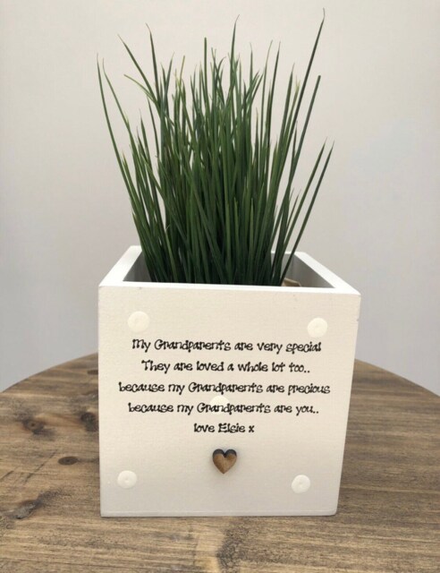 Grandparents Personalised Flower/Plant Pot Grandad Gift Shabby Chic Style. Nana Grandad Nanny Or Any Name You Require. Christmas Birthday - image 1