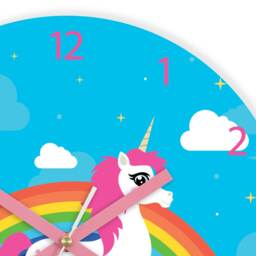 Children Wall Clock - Unicorn With Rainbow, Numbers, Gift, Funny Clock, Kids Girls - thumbnail 2