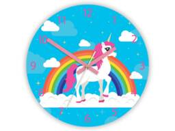 Children Wall Clock - Unicorn With Rainbow, Numbers, Gift, Funny Clock, Kids Girls