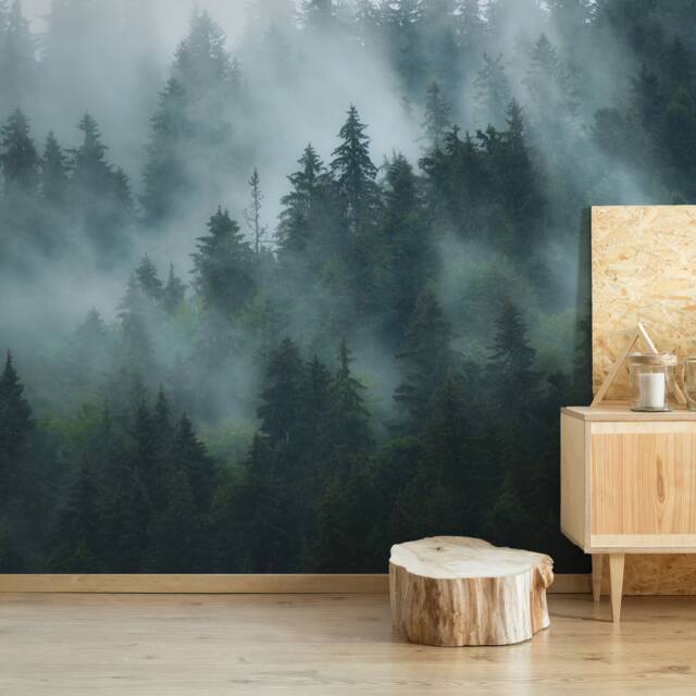 Foggy Forest Wallpaper, Peel & Stick Wall Mural, Self-Adhesive, Renter Friendly, Removable Roll, Accent Room Decor - image 1