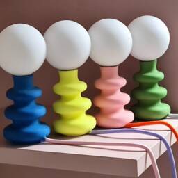 Handmade Jesmonite Table Lamp Modern Curvy Design With Led - thumbnail 3