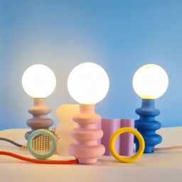 Handmade Jesmonite Table Lamp Modern Curvy Design With Led - thumbnail 4