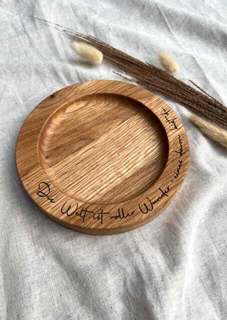 Personalized Candle Plate With Custom Text - Holder Coaster Engraved Wooden For Christening Candles Wedding Communion - image 1