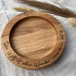Personalized Candle Plate With Custom Text - Holder Coaster Engraved Wooden For Christening Candles Wedding Communion - thumbnail 2