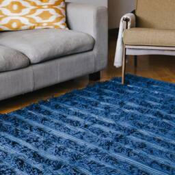 Shaggy Blue Flatwoven Kilim Rug - Large Area Runner Accent Rugs For Living Room & Bedroom 5x8 8x10 9x12 Boho Handwoven Wool Carpet - thumbnail 3