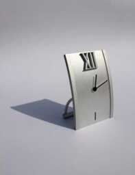 Designo Contemporary Aluminum Desk Clock Curved Design, Roman Numeral Decor - thumbnail 2