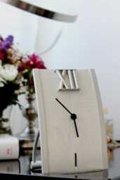 Designo Contemporary Aluminum Desk Clock Curved Design, Roman Numeral Decor - thumbnail 3
