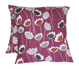 "2 X Prestigious Clara Floral Purple Red Grey Cushion Covers 16""-22"