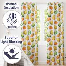 Cute Kawaii Autumn Vegetables Corn Pumpkin Carrot Beige Seamless Pattern Readymade Eyelet Ring Top Thermal 100% Blackout Curtains - thumbnail 3
