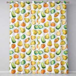 Cute Kawaii Autumn Vegetables Corn Pumpkin Carrot Beige Seamless Pattern Readymade Eyelet Ring Top Thermal 100% Blackout Curtains - thumbnail 2