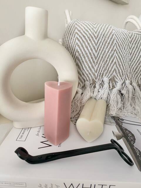 Heart Pillar Candle - Decorative Gift For Her Vegan Modern Candles Christmas Birthday Ideas New Home House Warming - image 1