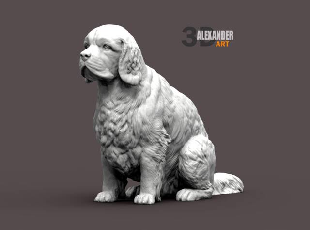 3D Printed Clumber Spaniel Statue Dog Lover Gift, Home Decor - image 1