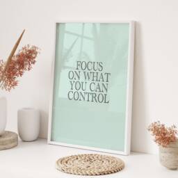 Focus Inspirational Quote Mint Green Wall Art Print Framed Or Unframed A3 A4 Sizes Modern Home Decor Motivational Gift Idea - thumbnail 3