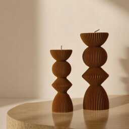 Oversized Ribbed Pillar Candles in Two Sizes - Statement Decor Cozy Ambiance For Any Space Wedding Gift-Gift Her Him - thumbnail 2