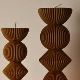 Oversized Ribbed Pillar Candles in Two Sizes - Statement Decor Cozy Ambiance For Any Space Wedding Gift-Gift Her Him - thumbnail 3