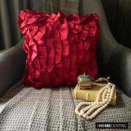"Decorative Ruby Red Throw Pillow Cover 24""x24""/26""x26" - thumbnail 2