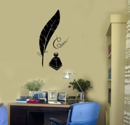 Feather Ink Vinyl Wall Decal Study School Office Writer Stickers Mural - #2575Di - thumbnail 1