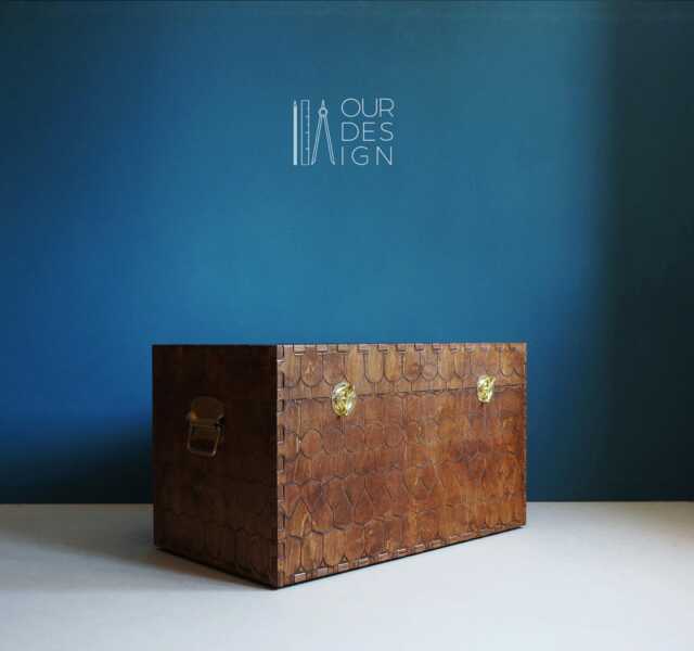 Unique Wooden Chest Bespoke Memory Box Vintage Storage Style Gold Box - image 1