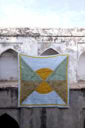 Handmade Kantha Stitch Cotton Quilt Reversible Block Print Bedspread