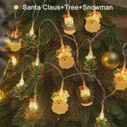 Led Christmas String Lights - Santa Claus & Snowman Fairy Lights, Battery Powered Indoor Outdoor Holiday Decor, Tree - thumbnail 3