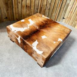 Genuine Cowhide Pouf Ottoman, Custom Made Foot Stool, Luxury Furniture, Handcrafted Unique Decor - Fo