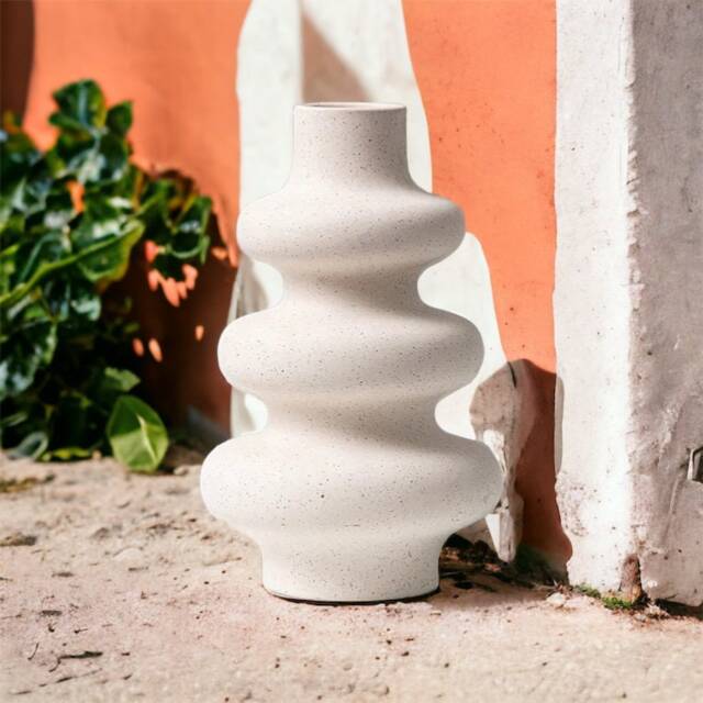 Nordic Bubble Swirl Vase, Contemporary Unglazed Natural Ceramic Art Vase - image 1