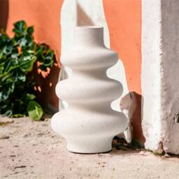 Nordic Bubble Swirl Vase, Contemporary Unglazed Natural Ceramic Art Vase - thumbnail 1
