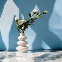 Nordic Bubble Swirl Vase, Contemporary Unglazed Natural Ceramic Art Vase - thumbnail 2