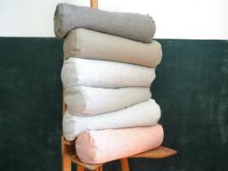 Grey Striped Linen Flax Bolster Pillow Roll Buckwheat Linen Gray Dia6, 5'' X L20''/Dia16cm Xl50cm Neck - thumbnail 1