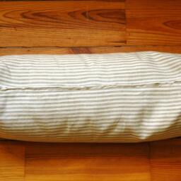 Grey Striped Linen Flax Bolster Pillow Roll Buckwheat Linen Gray Dia6, 5'' X L20''/Dia16cm Xl50cm Neck - thumbnail 2