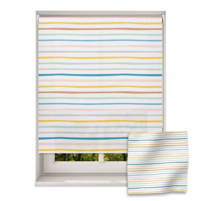Colourful Stripes Roller Blind, Children's Made To Measure, Striped Roller Blind For Nursery, Patterned - image 1