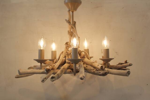 Driftwood Chandelier Rustic Five-Light Pendant - UK Lighting - image 1