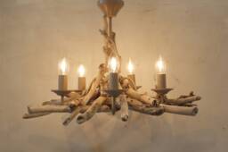 Driftwood Chandelier Rustic Five-Light Pendant - UK Lighting - thumbnail 1