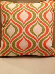 Green Or Olive & Orange With White Leaf Decorative Pillow Cover 16 X Inch Gorgeous Home Decor Fabric Cording On Two Sides - thumbnail 2