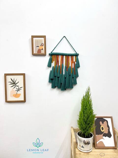 Pine Green Macrame Wall Hanging Boho Rustic Home Decor - image 1
