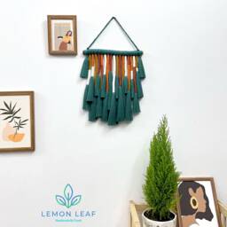 Pine Green Macrame Wall Hanging Boho Rustic Home Decor - thumbnail 2