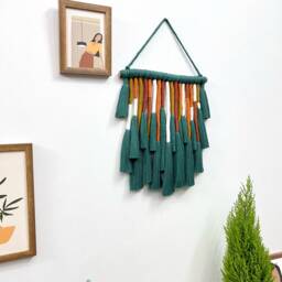 Pine Green Macrame Wall Hanging Boho Rustic Home Decor - thumbnail 3