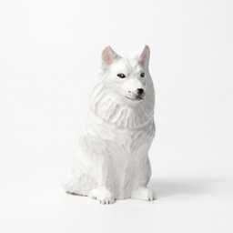 Sweet Hand Carved Wooden Samoyed Dog, Minimalist White Pet Figurine, Rustic Animal Art Sculpture, Thoughtful Dog Lover Gift Memorial - thumbnail 2
