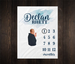 Boy Milestone Blanket, Monthly Growth Tracker, Baby Photography, Photos Prop, Backdrop Blanket Personalized Bm22