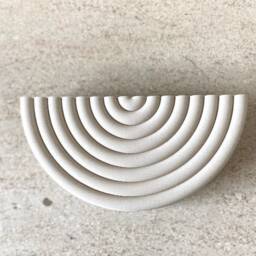Mid Century Modern Set Of 3 Circle Wall Wood Planter Matte Oatmeal Finish - thumbnail 3