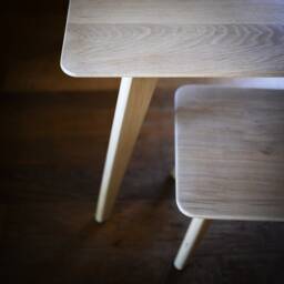 Solid Oak Dining Table Set With Bench, Scandinavian, Space Saving, Handmade in UK - thumbnail 2